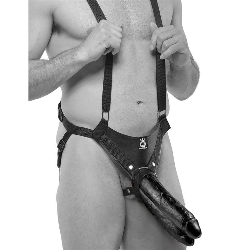 arnes-con-suspension-y-dildo-doble-11-color-negro Arnés con Suspensión y Dildo Doble 11 - Color Negro - Imagen 1