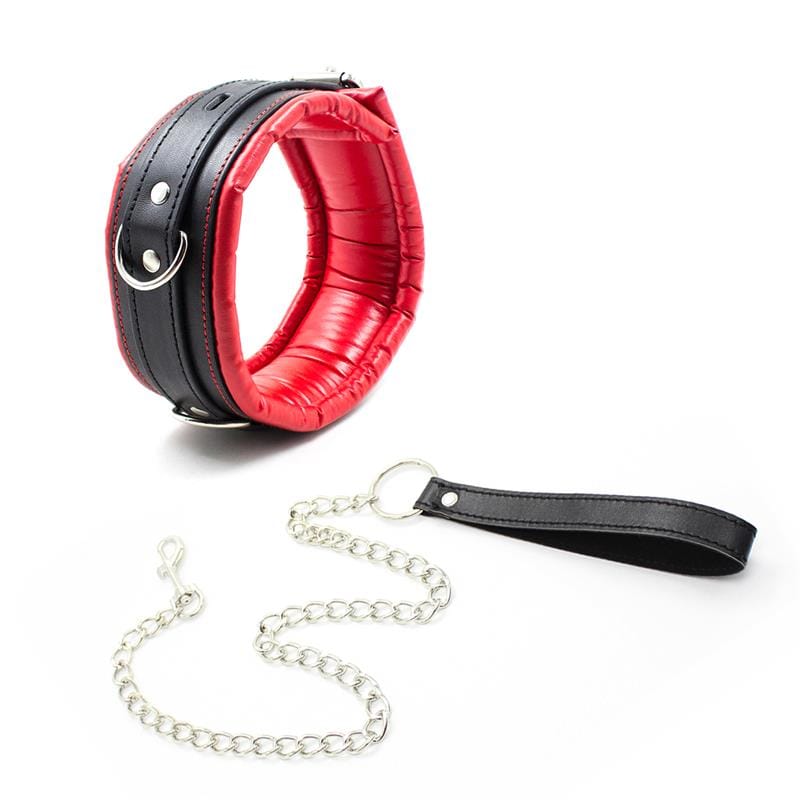 collar-con-correa-de-metal-e-interior-acolchado-negrorojo Collar con Correa de Metal e Interior Acolchado Negro/Rojo - Imagen 1