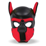 Hound Máscara de Perro Neopreno Hocico Extraíble Negro/Rojo Talla Única - Imagen 3