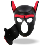 Hound Máscara de Perro Neopreno Hocico Extraíble Negro/Rojo Talla Única - Imagen 5