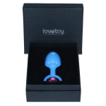 Plug Anal de Metal Azul Rosebud con Joya Rosa - Imagen 3