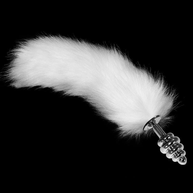 plug-anal-de-metal-en-espiral-con-cola-blanco Plug Anal de Metal en Espiral con Cola Blanco - Imagen 1