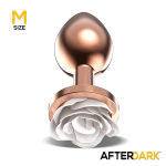 Plug Anal de Metal Oro Rosa con Rosa Blanca en la Base Talla M - Imagen 2