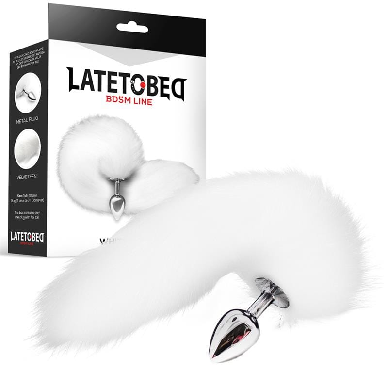 plug-anal-metal-con-cola-de-zorro-sedoso-40-cm-blanco Plug Anal Metal con Cola de Zorro Sedoso 40 cm Blanco - Imagen 1