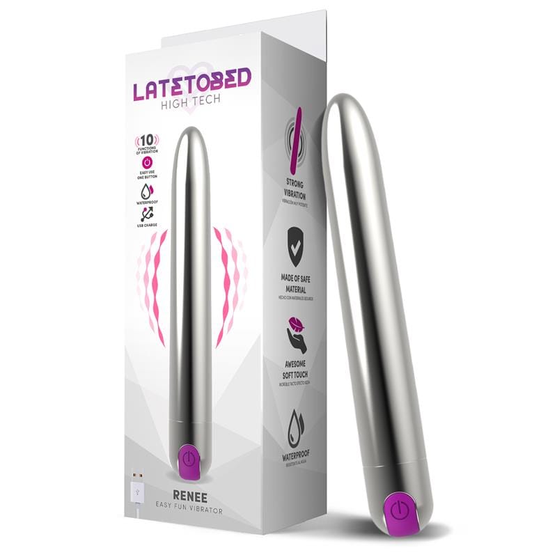 renee-vibrador-10-funciones-185-cm-usb-plata Renee Vibrador 10 Funciones 18,5 cm USB Plata - Imagen 1