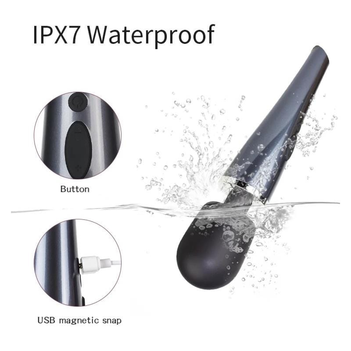 Wand Massager Relyme USB Silicone Black - Imagen 10