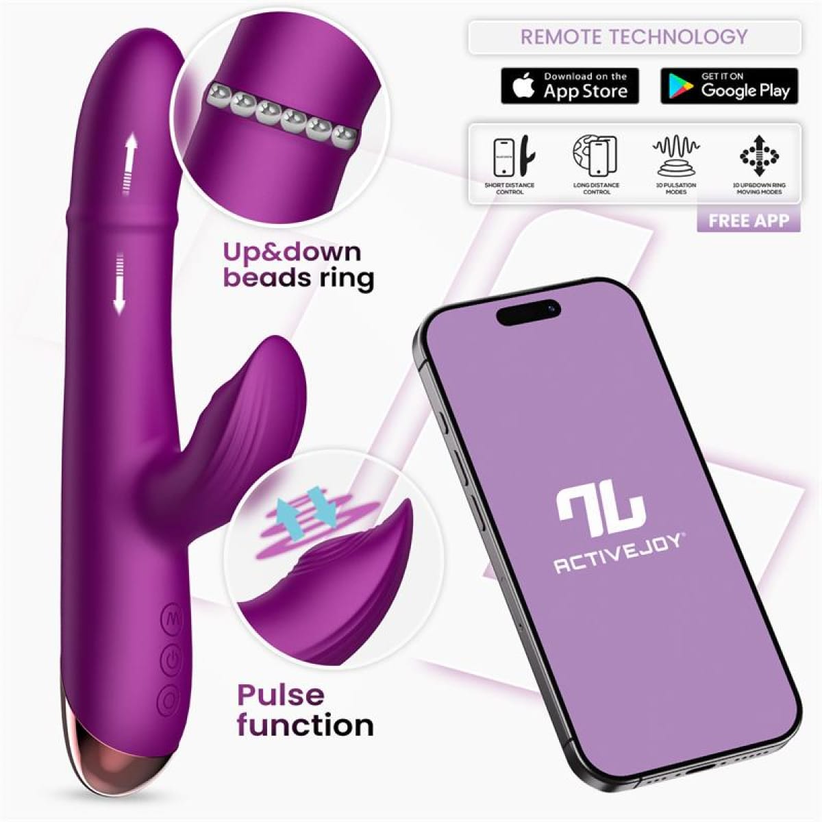 Sendel Vibrador con Anillo de Bolas Internas Up and Down y Pulsación con App - Imagen 1