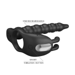 Blackney Anillo Vibrador con Plug Silicona Negro - Imagen 8
