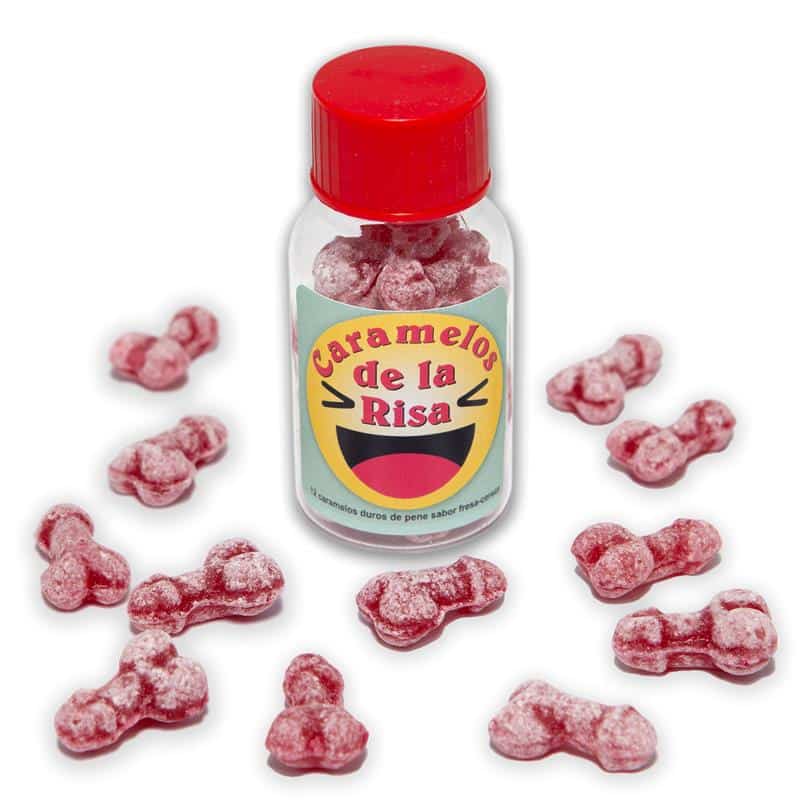 bote-12-caramelos-forma-pene-sabor-frutas Bote Caramelos Pene Risa 12 und - Imagen 1