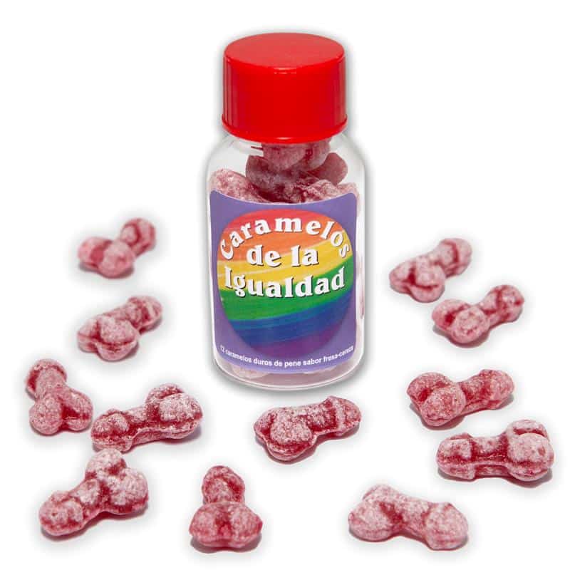 bote-12-caramelos-forma-pene-sabor-frutas Bote Caramelos Pene Igualdad 12 und - Imagen 1
