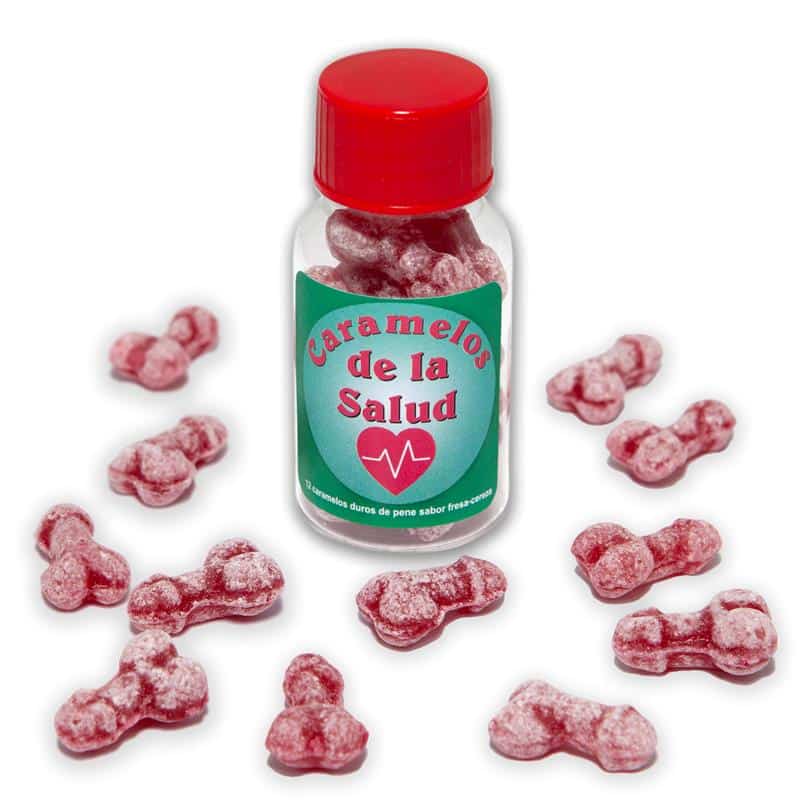 bote-de-12-caramelos-forma-de-pene-sabor-frutas Bote Caramelos Pene Salud 12 und - Imagen 1