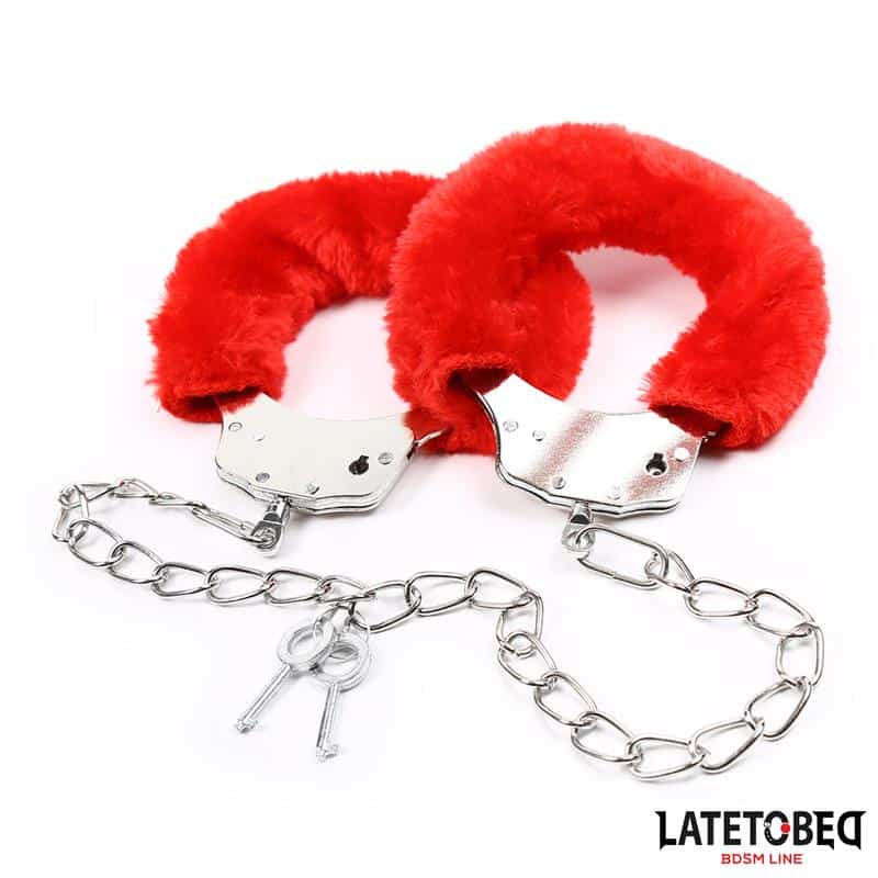 esposas-pies-peluche-terciopelo-rojo Esposas Pies Peluche Terciopelo Rojo - Imagen 1