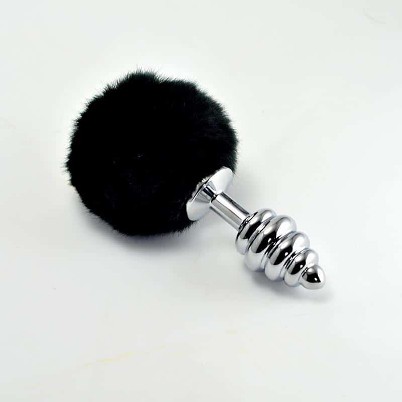 plug-anal-de-metal-en-espiral-con-pompon-negro Plug Anal de Metal en Espiral con Pompon Negro - Imagen 1