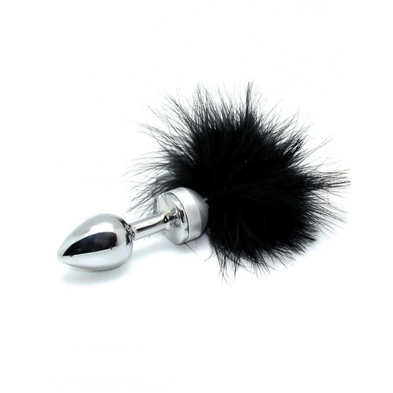 plug-anal-metal-con-plumas-negro-73mm Plug Anal Metal con Plumas Negro 73mm - Imagen 1
