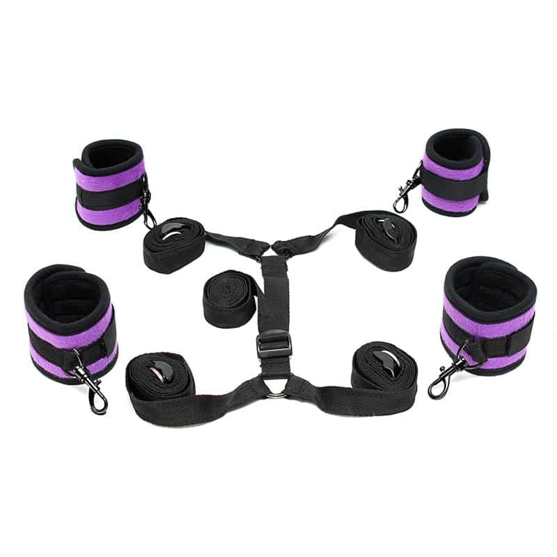 rimba-bondage-play-correas-de-restriccion-para-la-cama-color-purpura Correas de Restricción para la Cama Púrpura - Imagen 1