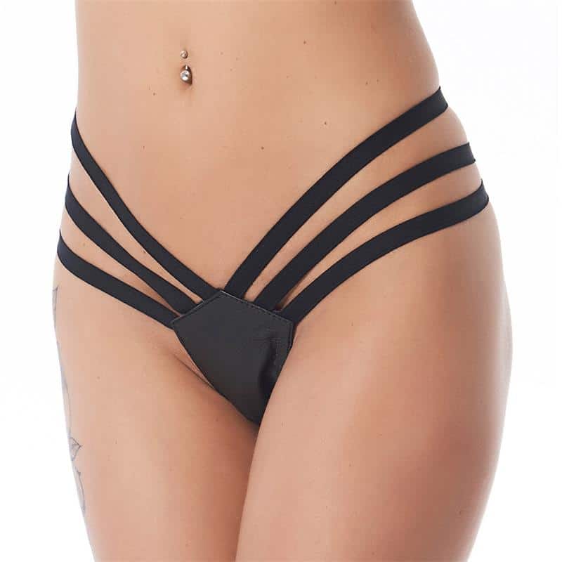 rimba-bondage-play-tanga-de-cuero-color-negro-talla-unica Tanga Cuero Negro Talla Única - Imagen 1