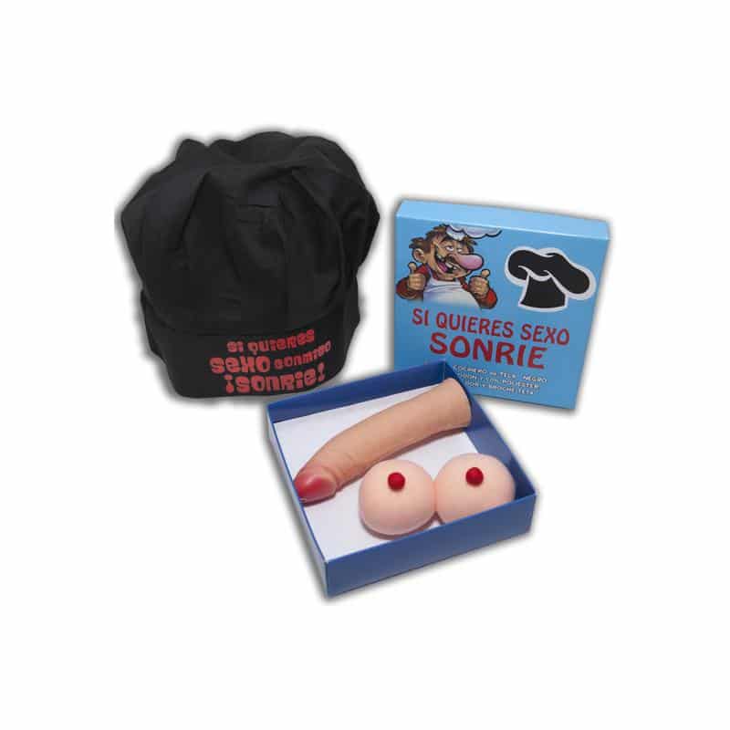 set-caja-gorro-cocinero-broche-teta-y-estimulador Set Caja Gorro Cocinero, Broche Teta y Estimulador - Imagen 1