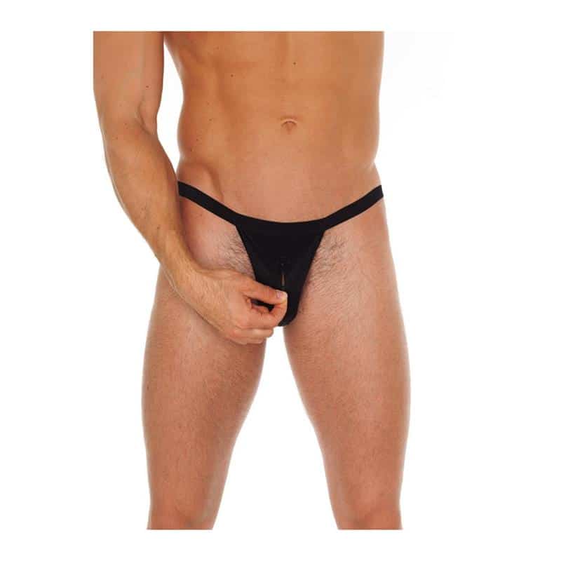 tanga-con-cremallera-negro-talla-unica Tanga con Cremallera Negro Talla Única - Imagen 1