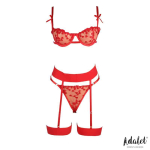 Yvonne Set Sujetador, Tanga y Liguero con Corazones Rojo - Imagen 3
