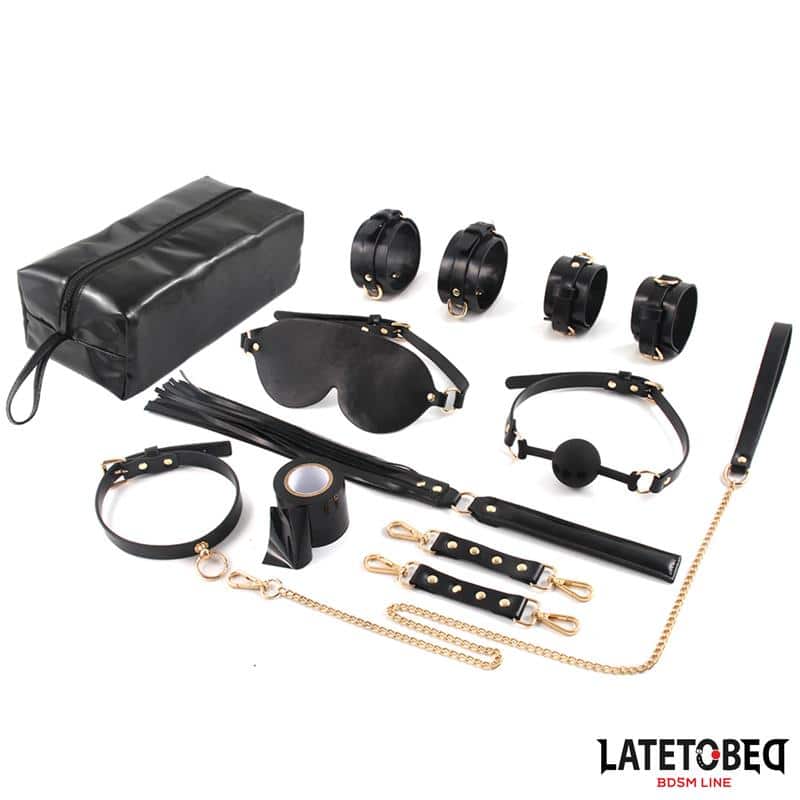 kit-de-bondage-8-pz-con-bolsa-de-almacenaje Kit de Bondage 8 Pz con Bolsa de Almacenaje - Imagen 1