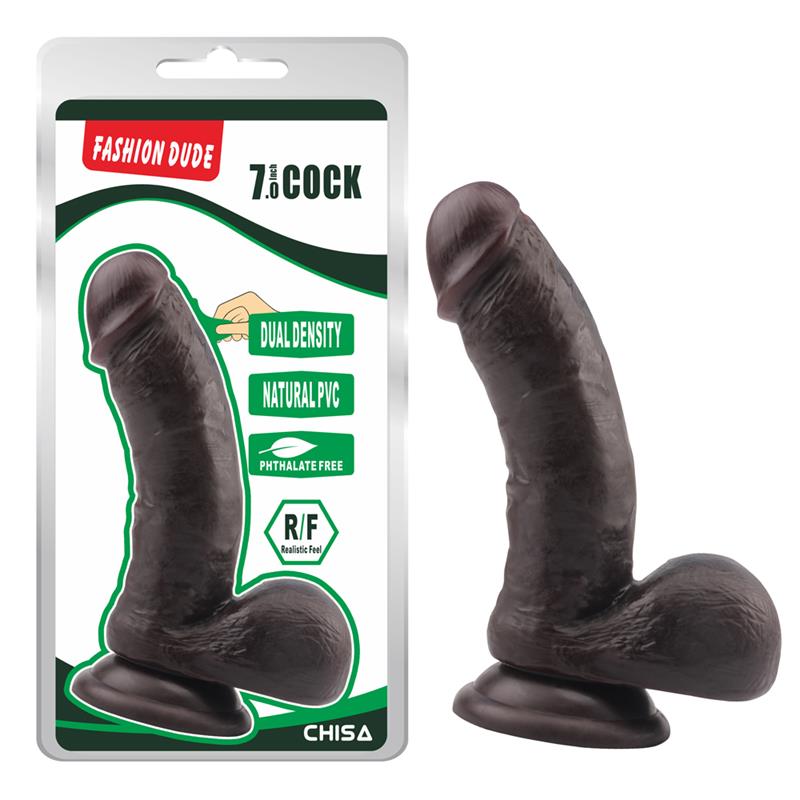 dildo-dual-density-fashion-dude-175-x-4-cm-marron Dildo Dual Density Fashion Dude 17.5 x 4 cm Marron - Imagen 1