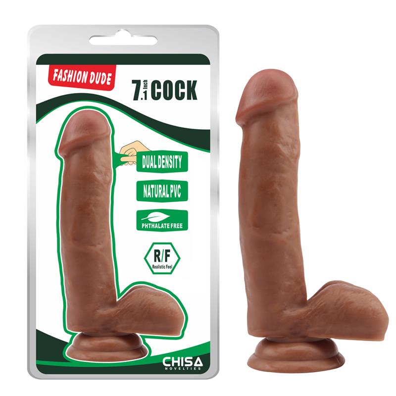 dildo-dual-density-fashion-dude-178-x-4-cm-bronceado Dildo Dual Density Fashion Dude 17.8 x 4 cm Bronceado - Imagen 1