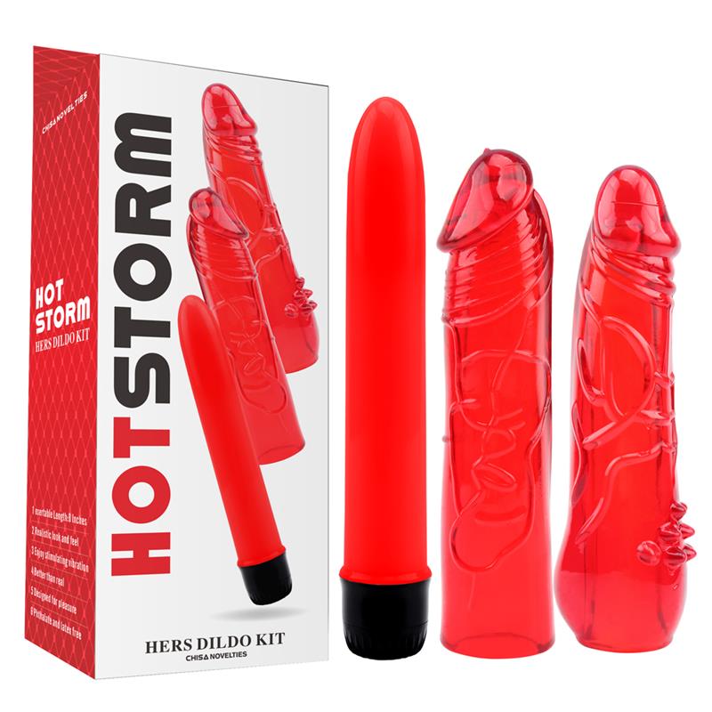 kit-dildo-y-vibrador-hers-dildo-kit-rojo Kit Dildo y Vibrador Hers Dildo Kit Rojo - Imagen 1