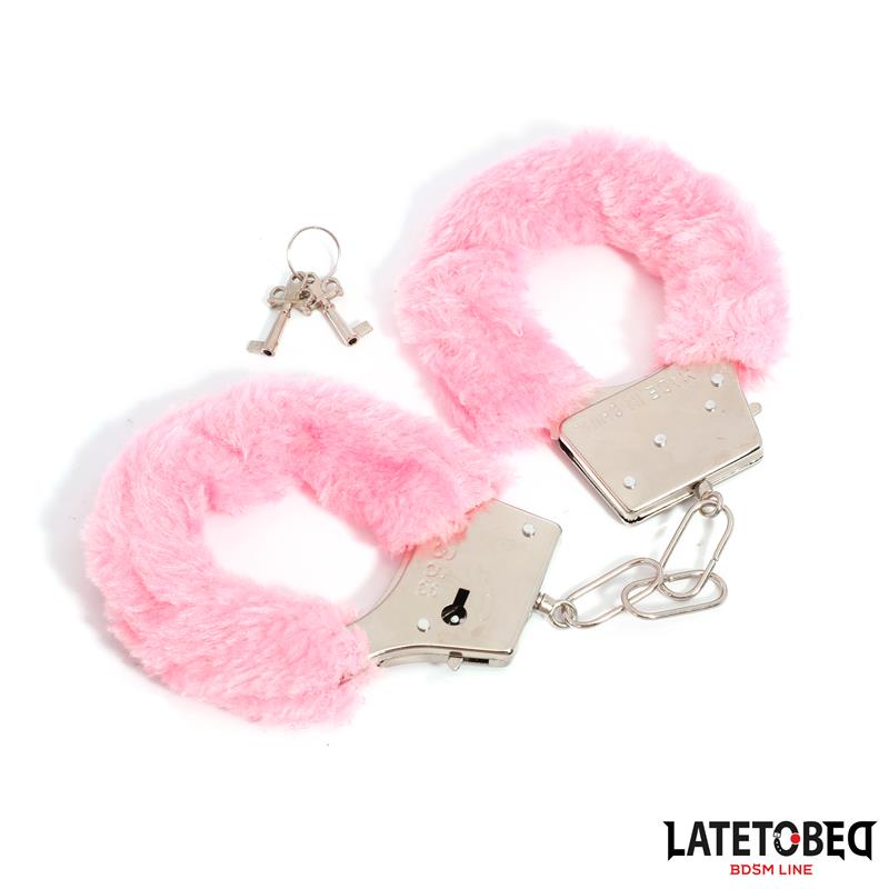 esposas-de-metal-furry-con-pelo-rosa Esposas de Metal Furry con Pelo Rosa - Imagen 1