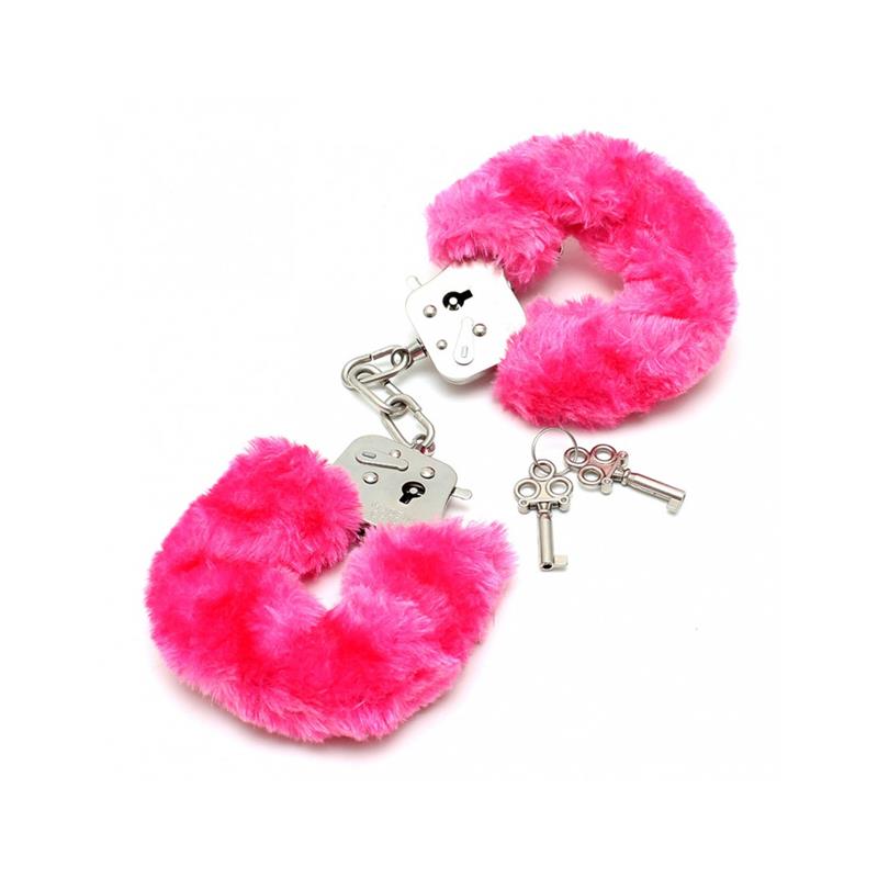 esposas-metalicas-con-pelo-rosa Esposas Metálicas con Pelo Rosa - Imagen 1