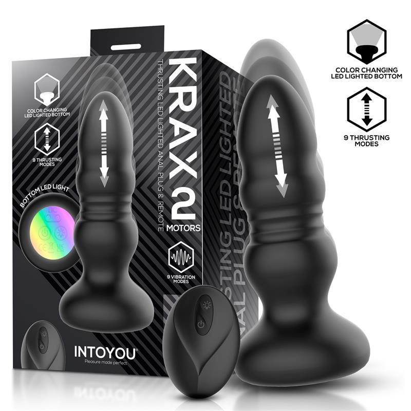 krax-plug-anal-con-vibracion-thrusting-y-luz-led-con-control-remoto Krax Plug Anal con Vibración, Thrusting y Luz Led con Control Remoto - Imagen 1