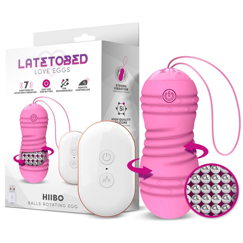 hiibo-huevo-vibrador-con-rotacion-control-remoto-usb-silicona-rosa Hiibo Huevo Vibrador con Rotación Control Remoto USB Silicona Rosa - Imagen 1