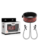 RED EDITION COLLAR CON CADENAS Y PINZAS PEZONES CON FORRO DE NEOPRENO