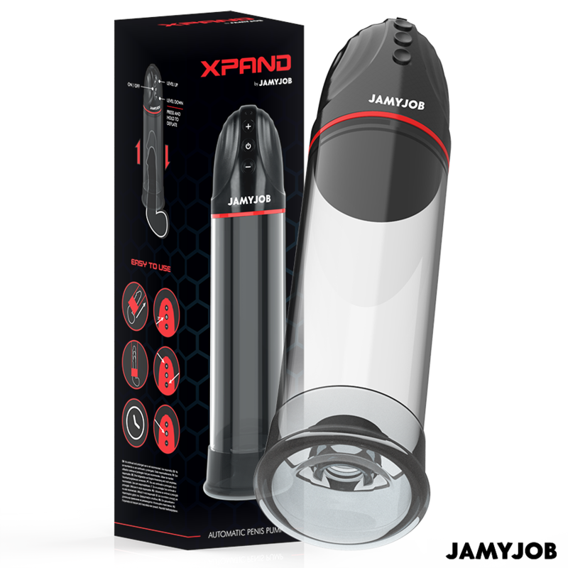 La bomba automática extensora de pene XPAND de la marca JAMYJOB es un dispositivo de alta tecnología diseñado para mejorar la experiencia masculina XPAND BOMBA AUTOMÁTICA 3 NIVELES DE SUCCIONADOR GRIS - Imagen 1