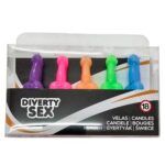 CAJA 5 VELAS FORMA PENE DIFERENTES COLORES