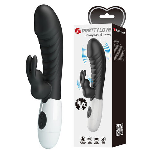 Elegante vibrador rabbit de diseño sofisticado y moderno NAUGHTY BUNNY VIBRADOR RABBIT 30 FUNCIONES NEGRO - Imagen 1