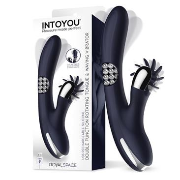 Royalspace de Ünihörn es un vibrador de triple función con tres motores independientes INTOYOU Royalspace Vibrador con Lenguas Estimuladoras y Bolas Internas 360º Azul - Imagen 1